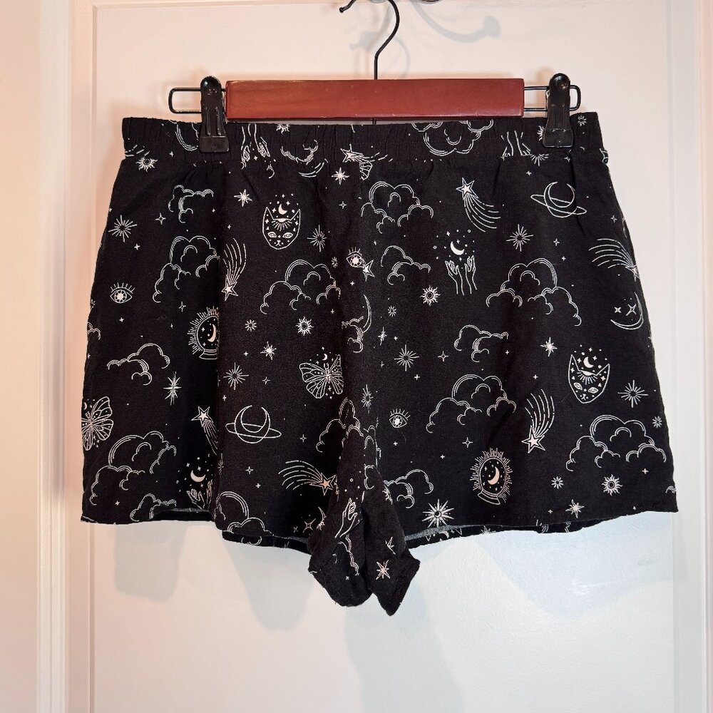 Forever 21 Shorts Women Medium Black Celestial Tarot Whimsigoth Fairycore Summer